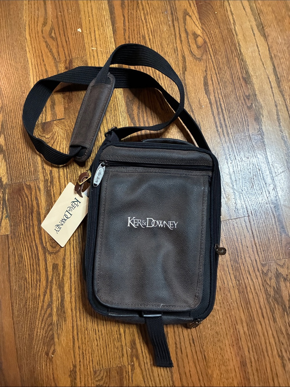 Men's Brown Leather-Look Messenger Crossbody